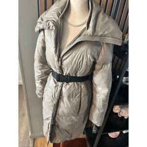 Calvin Klein lightweight winter coat puffy jacket filled w feathers sz XS green